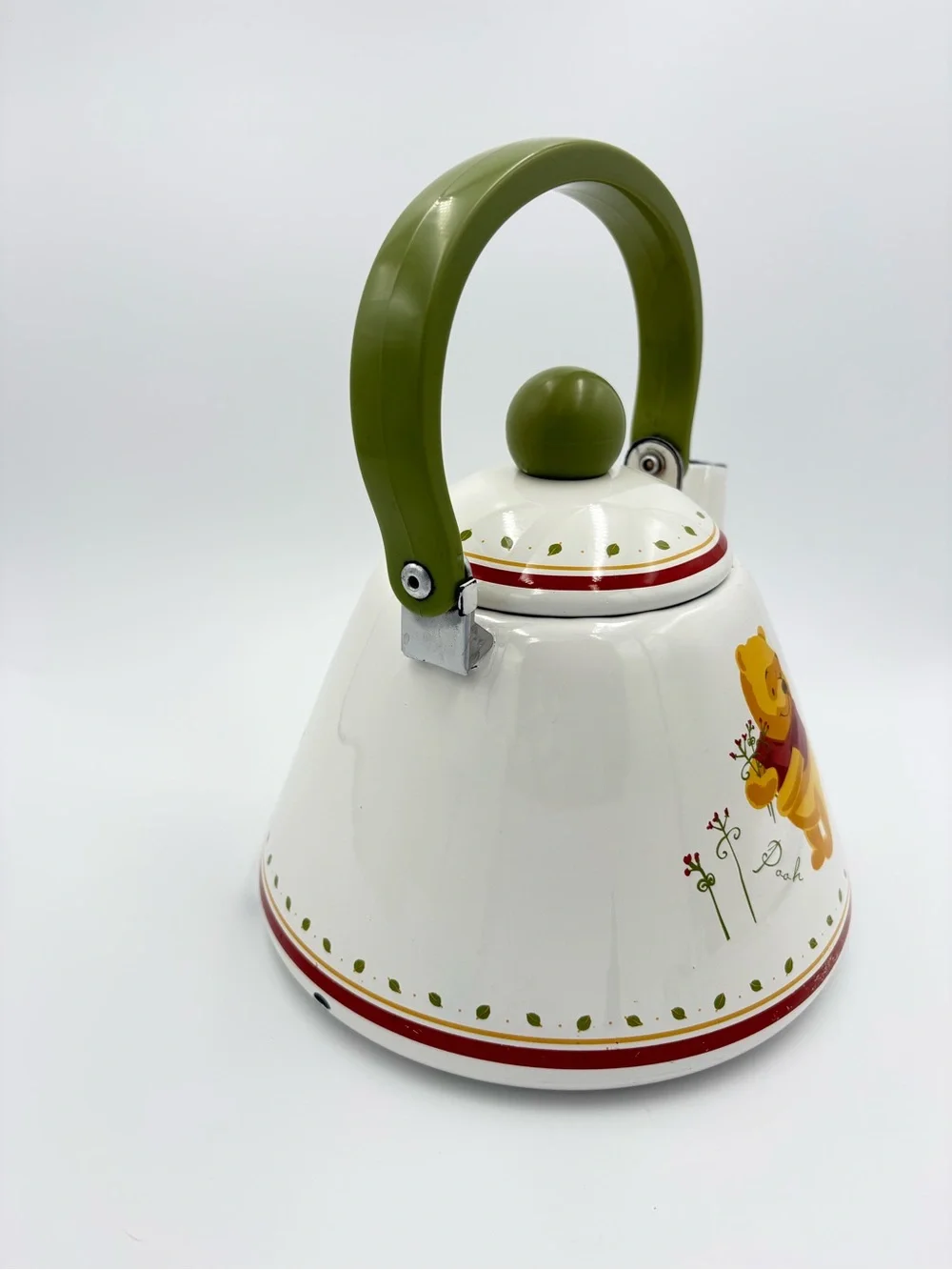 Vintage Simply Pooh “Winnie the Pooh” Ceramic Teapot Kettle - White, Red & Olive